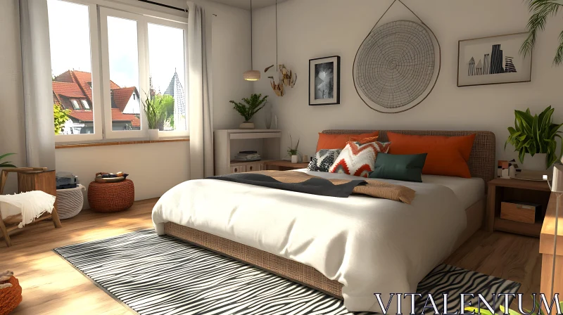 AI ART Cozy Bedroom Design with Natural Accents