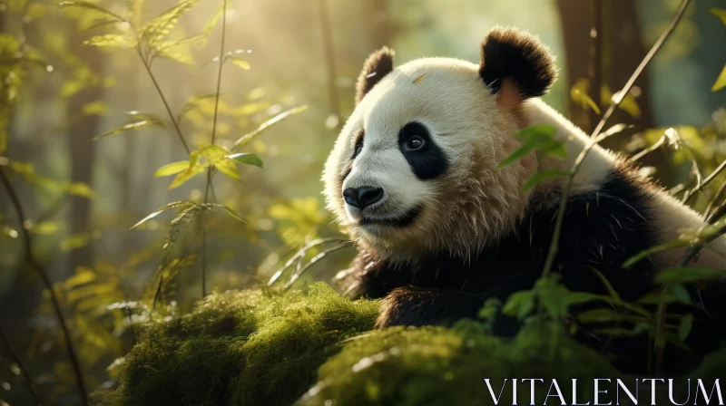 Elegant Panda in Scenic Forest AI Image