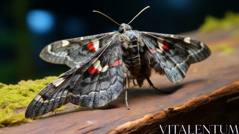 Striped Moth on Moss - A Glimpse into Nature's Baroque AI Image
