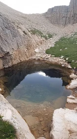 Mountain Lake with Clear Water and Reflections