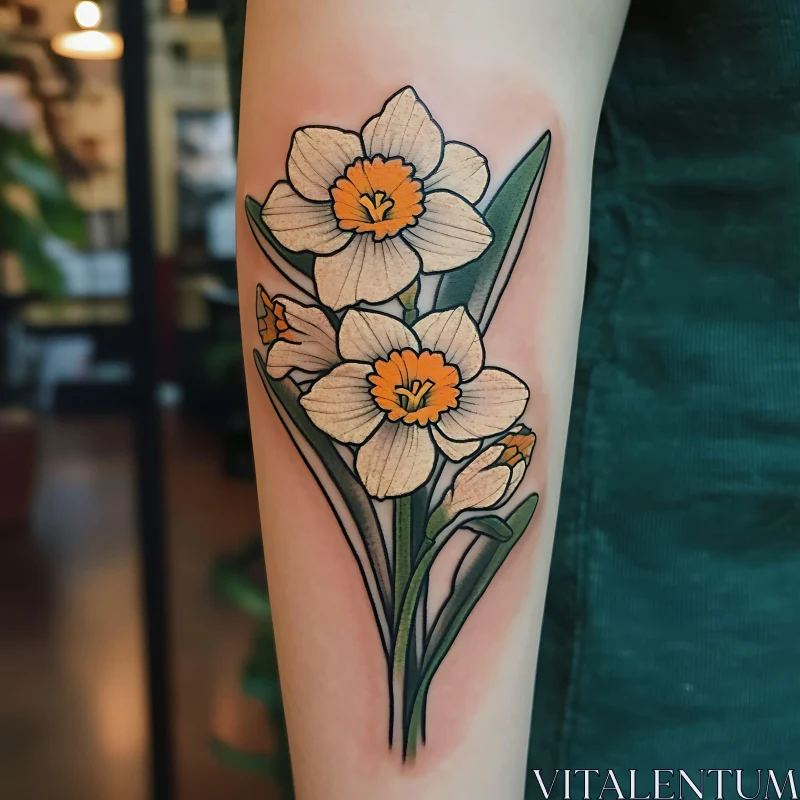 Daffodil Flower Tattoo Design AI Image