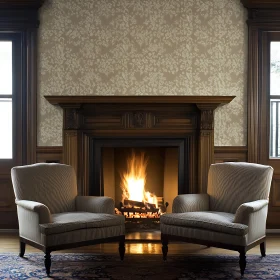 Armchairs by Fireplace