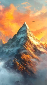 Sunset-Illuminated Majestic Mountain