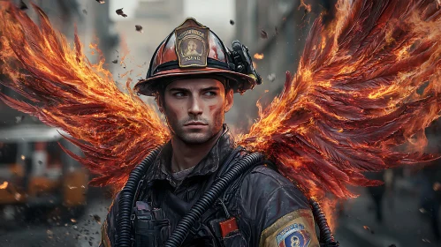 Winged Firefighter Hero Portrait