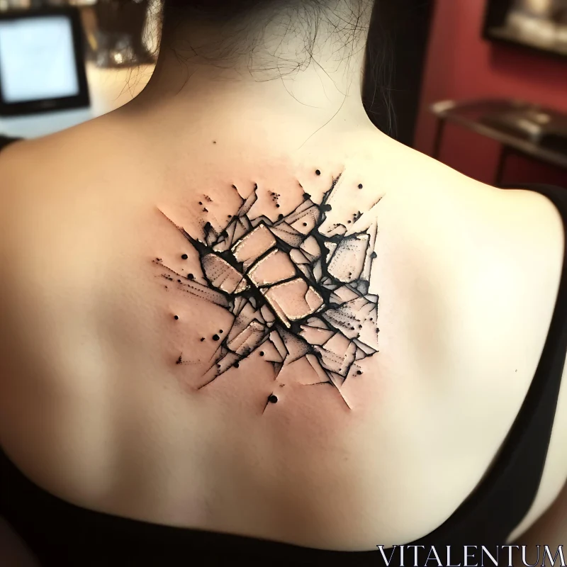 Geometric Shattered Glass Tattoo Design AI Image