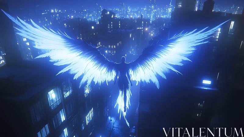 AI ART Winged Silhouette in City Lights