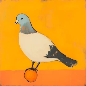 Bird on Citrus Sphere Painting