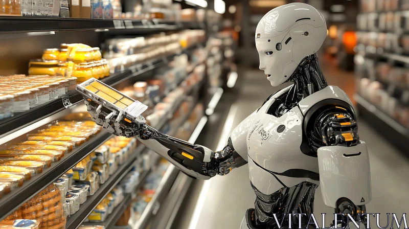 AI ART Futuristic Robot Shopping for Groceries