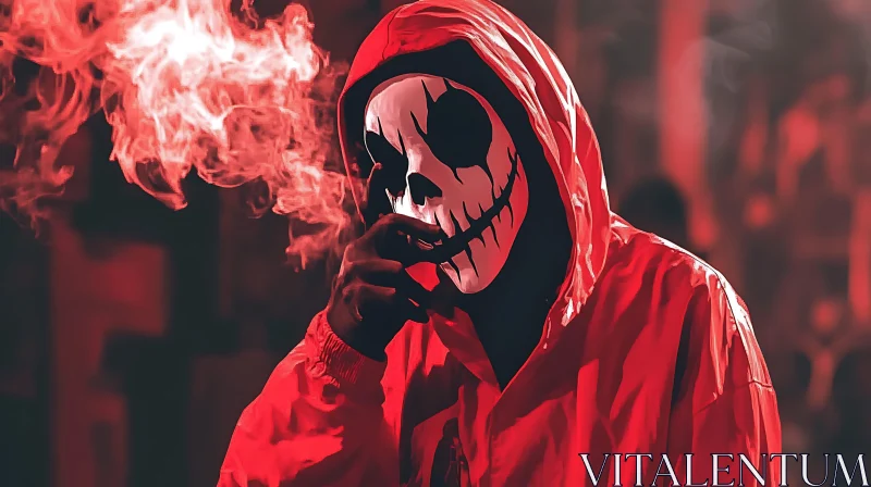 AI ART Red Smoke and Skull Mask