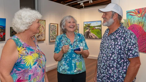 Art Gallery Socializing with Vivid Paintings