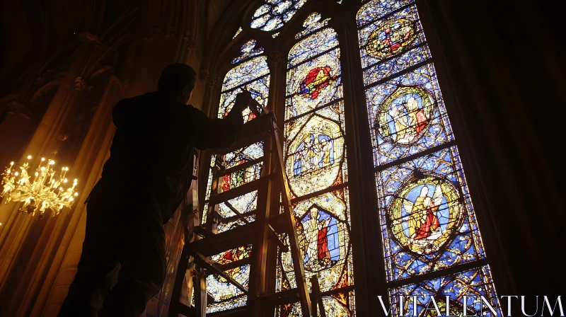 Cathedral Stained Glass Restoration AI Image