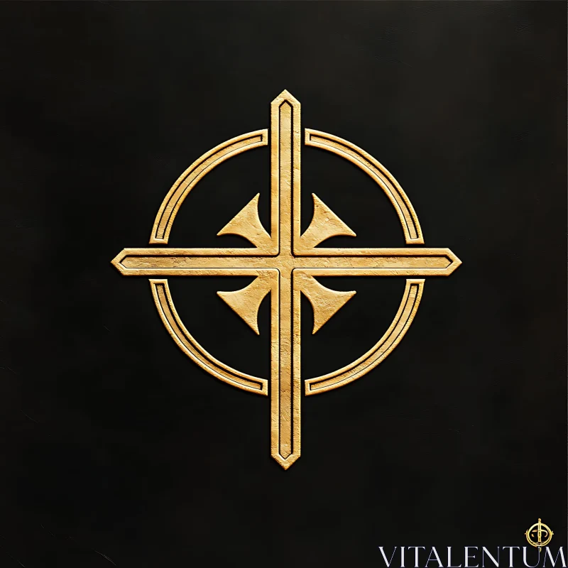 AI ART Elegant Golden Cross Circle Design