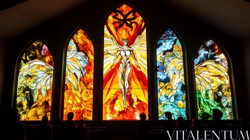 AI ART Angel Figure Stained Glass Art