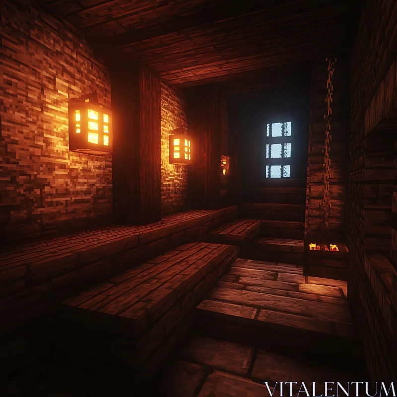 AI ART Cozy Minecraft Room with Wooden Textures