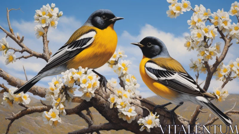 Birds in Bloom: A Mesmerizing Mural AI Image