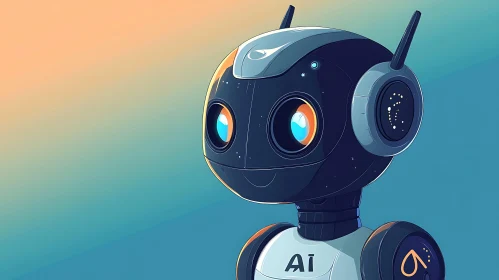 Cute Robot with Gradient Background