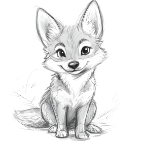 Grayscale Fox Portrait: A Sweet Smile