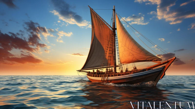 Captivating Sailboat in the Ocean: A Journey into Historical Fiction AI Image