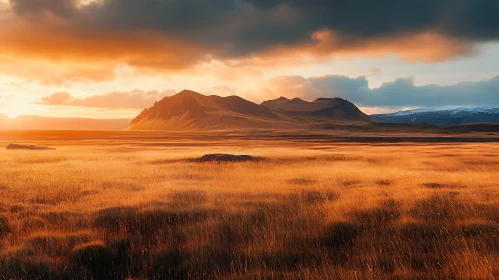 Majestic Sunset Over Golden Plains