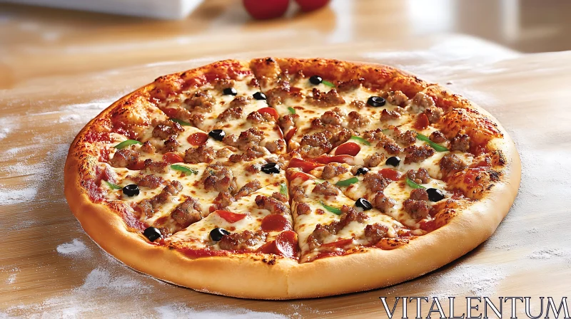 Appetizing Pepperoni and Cheese Pizza AI Image