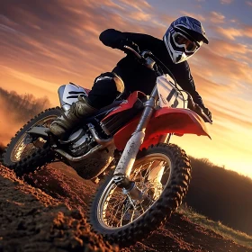 Motorcycle Racing into the Sunset
