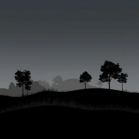 Gloomy Tree Silhouette Landscape