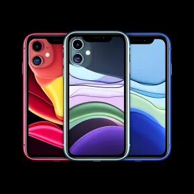 Trio of Smartphones with Abstract Screens