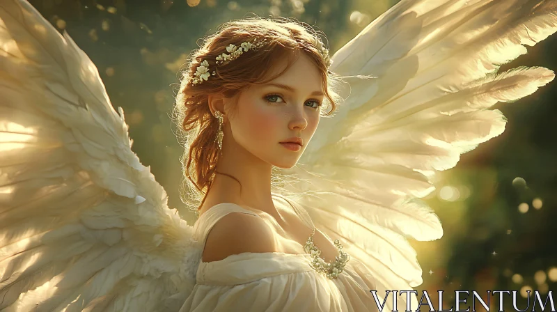 AI ART Ethereal Angel Woman with Feathery Wings