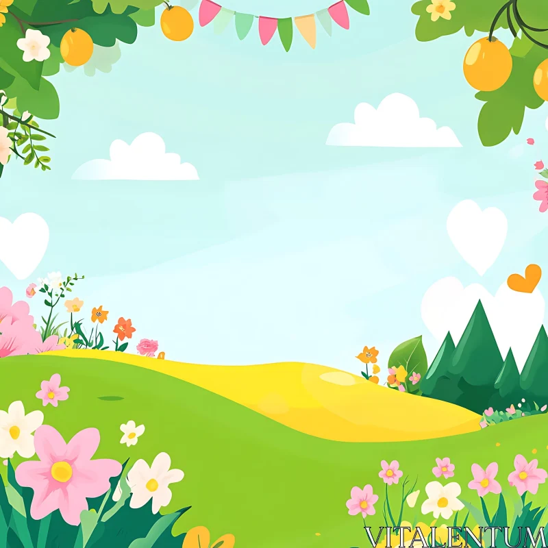 AI ART Floral Cartoon Landscape