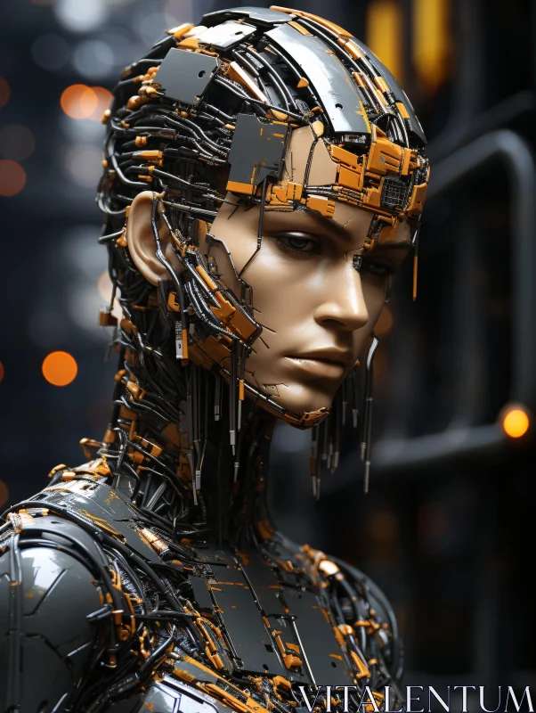 Cyborg with Detailed Circuitry AI Image