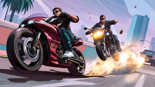 Urban Motorcycle Ride: Speed and Cityscape