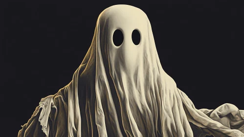 Ghostly Figure Under White Sheet