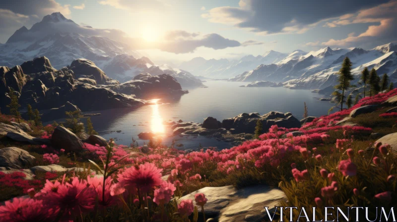 Flower-filled Mountain Range - A Captivating Landscape AI Image