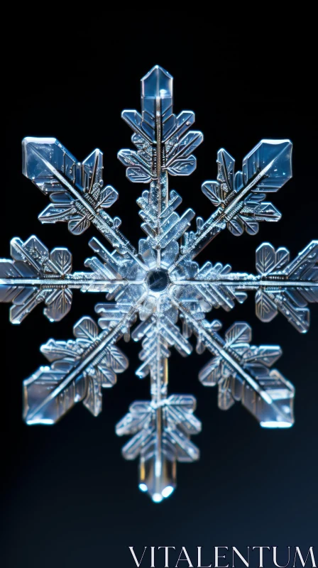 Intricate Snowflake Design Against Dark Background AI Image