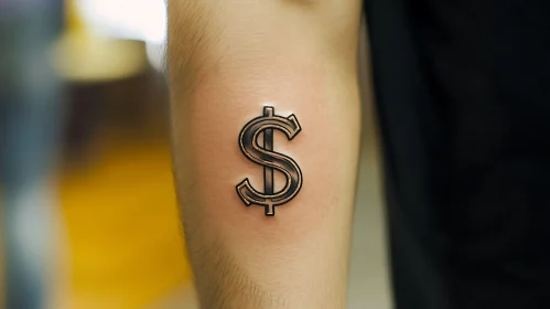 Intricate Dollar Sign Tattoo on Arm