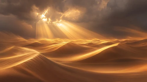 Radiant Desert Landscape with Sand Dunes