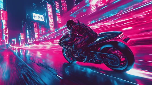 Cyberpunk Motorcycle in Neon City