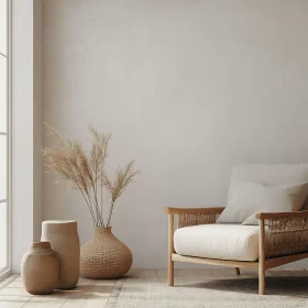 Neutral Interior with Chair and Vases