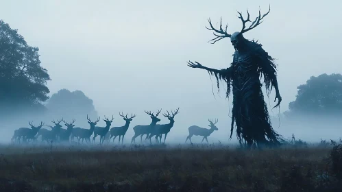 Mystic Forest Guardian with Deer