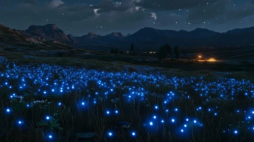 Night Bloom: A Field of Bioluminescent Flowers