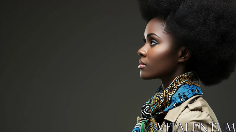 Captivating Portrait of a Young African Woman with Afro Hairstyle AI Image