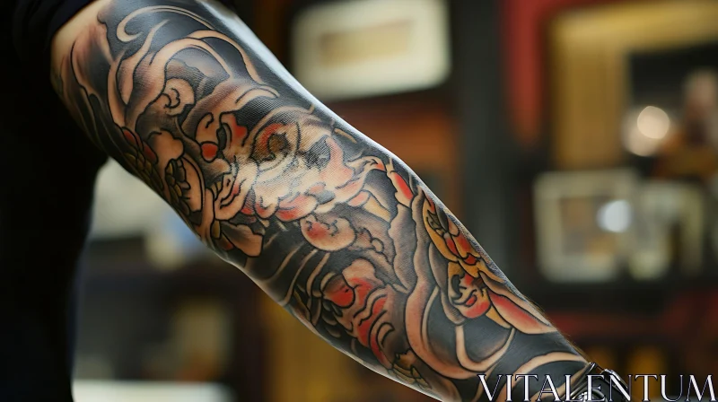 Detailed Arm Tattoo Artwork AI Image