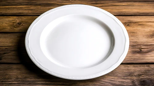 White Plate on Wooden Surface