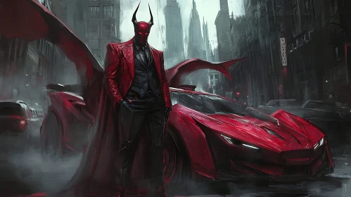 Crimson Devil with Sports Car