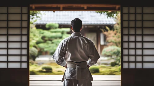 Karate Master in Peaceful Dojo