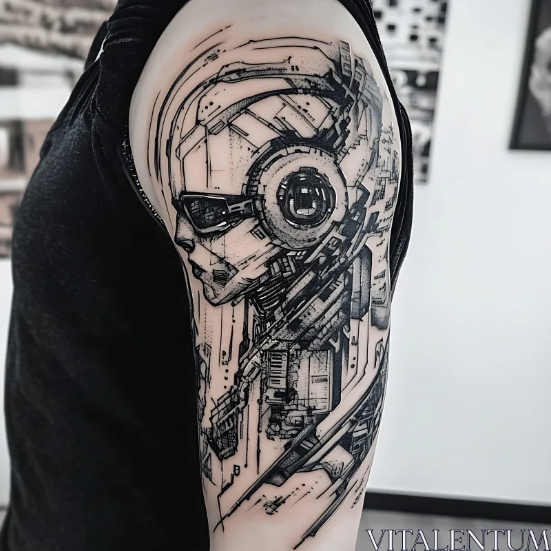 Futuristic Cybernetic Upper Arm Ink AI Image