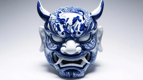 Oriental Porcelain Mask with Blue Design