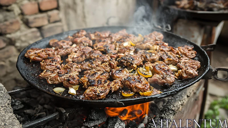 Charcoal-Grilled Meat with Vegetables AI Image