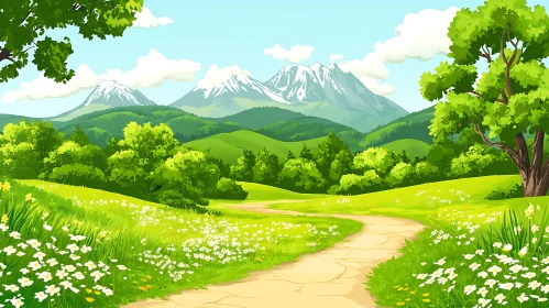 Scenic Mountain View with Winding Path