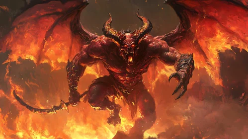 Fiery Demon Emerges From Hellscape